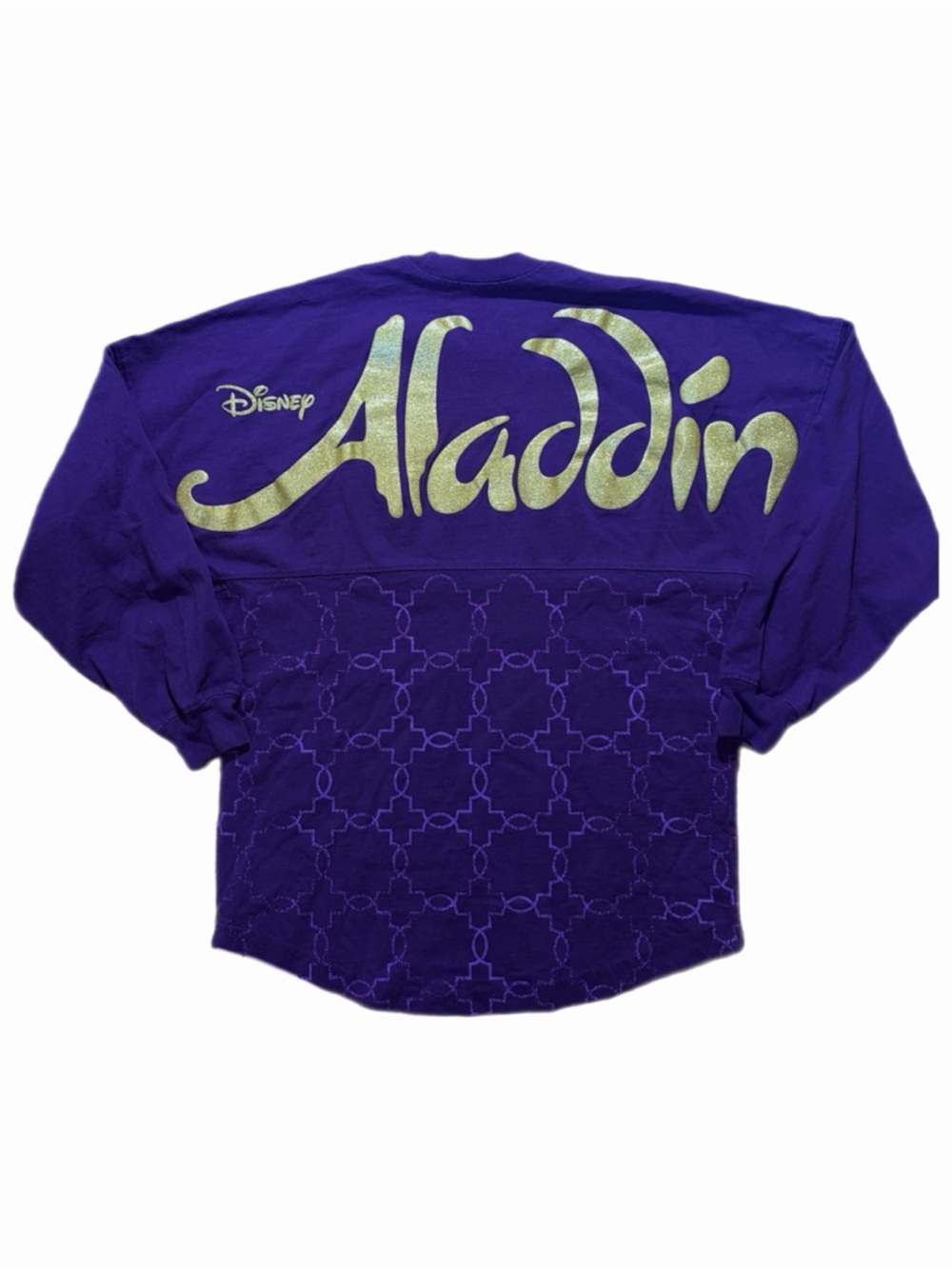 Disney Shirt Womens XS Purple Aladdin Spirit Jersey Glitter Long Sleeve Genie